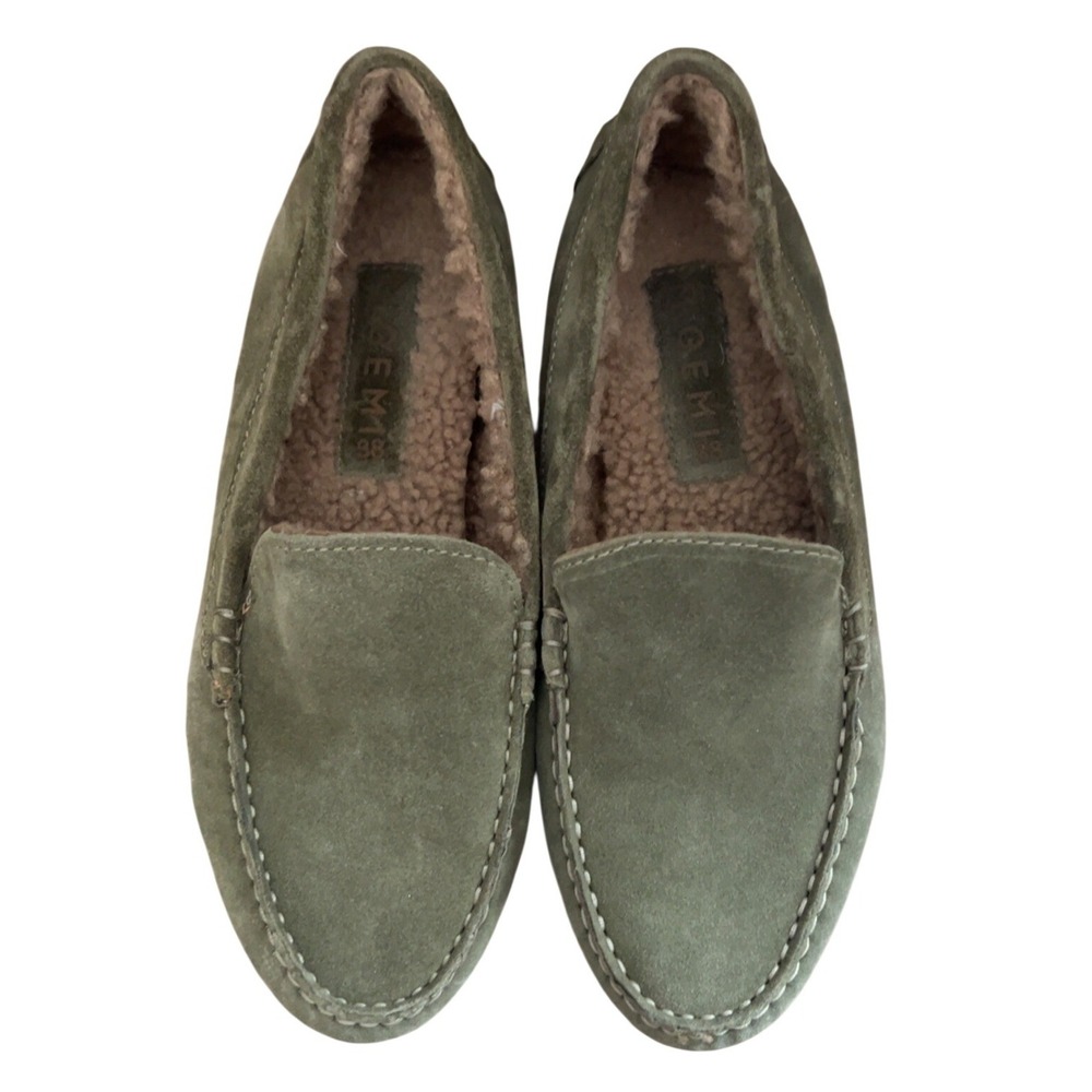 M. Gemi The Felize Shearling Olive Green Mocassin Shoes | SZ: 38 EU 7.5 US